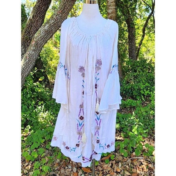 Dreamfeed FILLYBOO Large Off The Shoulder Dress Cottagecore Boho Embroidered - Picture 1 of 15